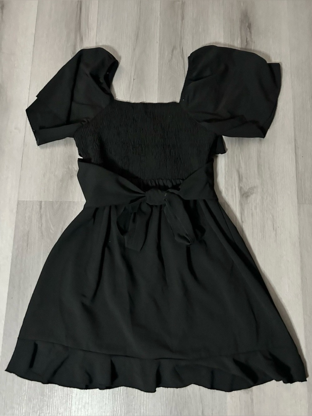Chic Black Ruffle Wrap Mini Dress - Picture 9 of 12